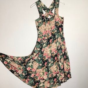 80s Floral Rayon Cottagecore Sun Dress 6